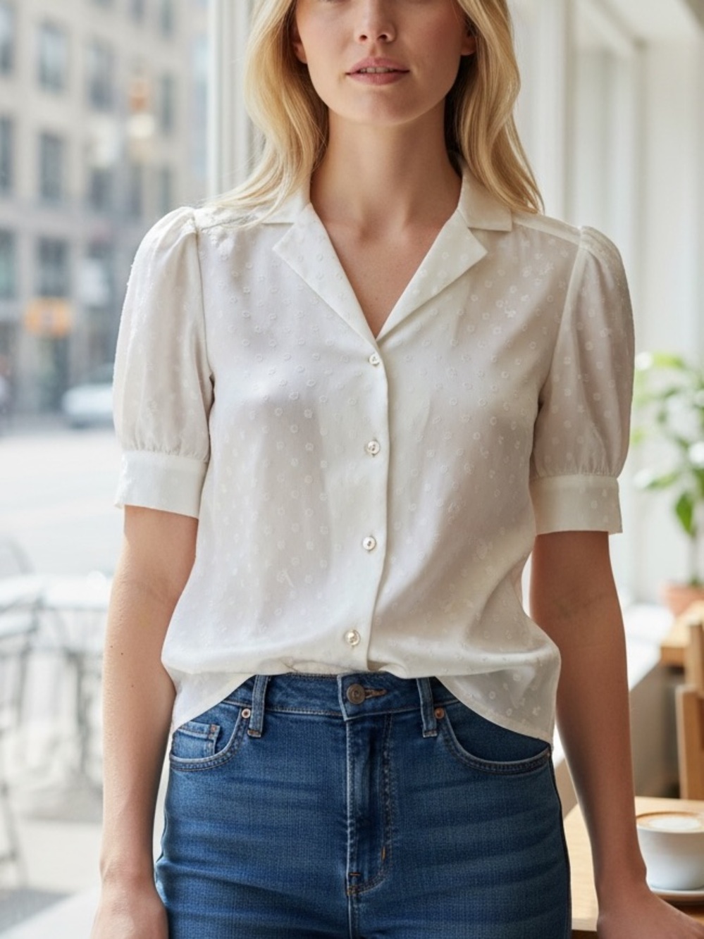 White blouse short sleeves size XS, NWT Retail $228